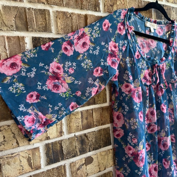 Decree Floral Blouse with Blue and Pink Huesos vintage - Picture 3 of 8